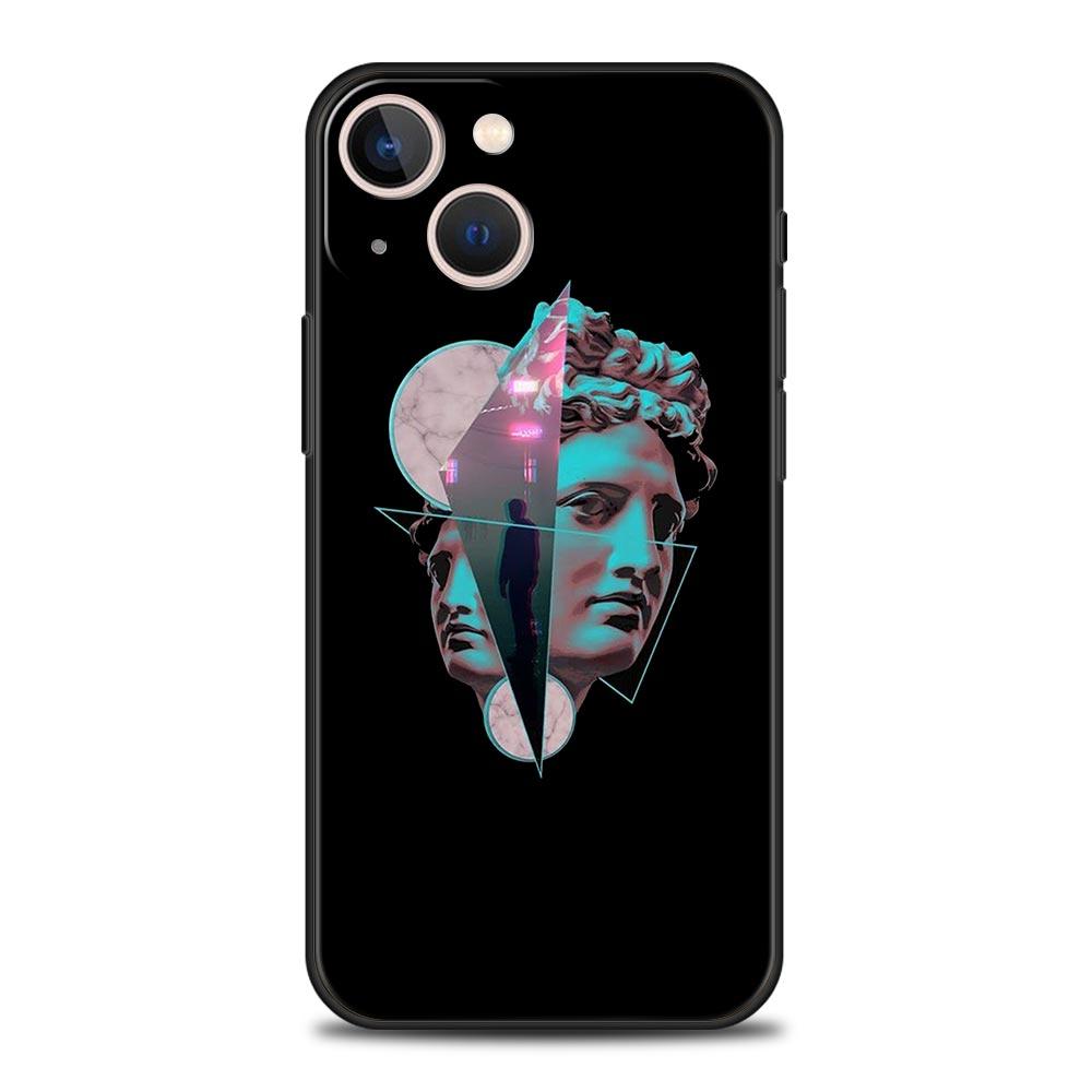 Cartoon Statue Abstract Art Phone Case Cover for iPhone 17 16 15 14 13 12 Pro Max 11 Pro Max 17 AIR Plus Shockproof Soft TPU Bag