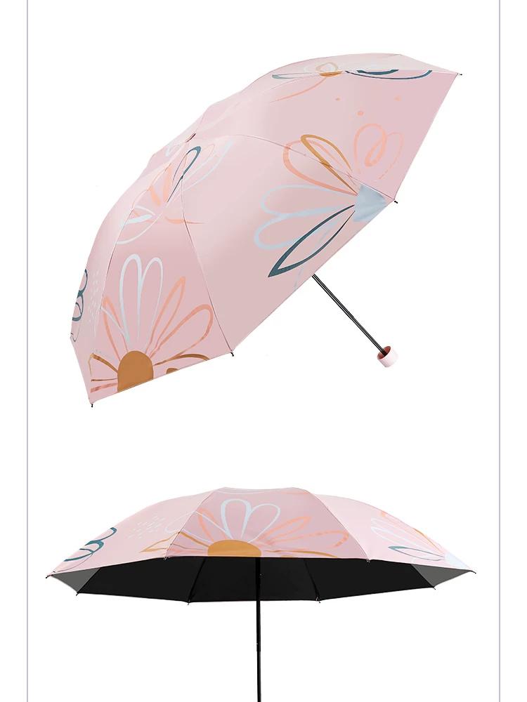 Paradise Umbrella Sun Umbrella UV Protection Female Vinyl Dual-Use Umbrella Sun Umbrella Sunny Umbrella Parasol Triple Folding Umbrella Portable