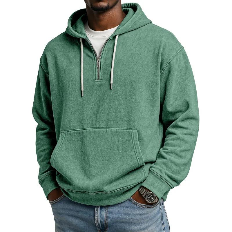 Spring Autumn Men's Print Hooded Hoodies Half Zipper Pull On Motorcycles Hoodie Male Streetwear Sweatshirt Casual Sport Pullover