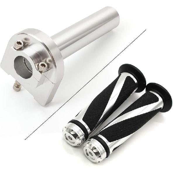 Krace Motorcycle 7/8" Handle bar Hand Grips with Anodized CNC Quick Twist Throttle Tube Motorized Lever Control Fit for Most Scooter Sportbikes ATV