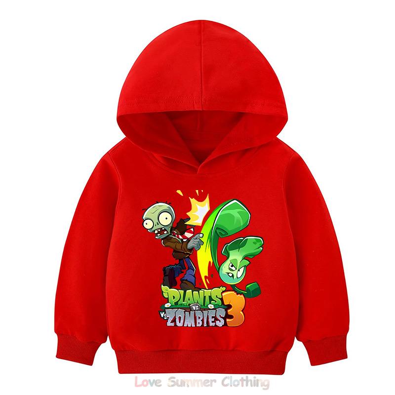 Boys Hoodie Age 4-14 Plants HD Print Zombies Thin Girls Pullover Girls Casual Wear Fall Hoodie Long Sleeve Polyester New Arrivals 2025