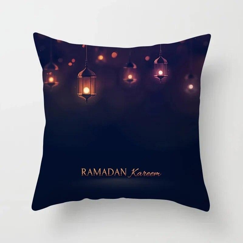 45cm*45cm Islamic Eid Mubarak Decoration Home Purple Pillowcase Ramadhan Decoration Sofa Muslim Mosque Decoration Cushion Cover