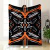 Geometric Abstract Orange & Black Pattern Patterned Flannel Blanket Perfect for the Bedroom Living Room, Sofa, or a Little Nap
