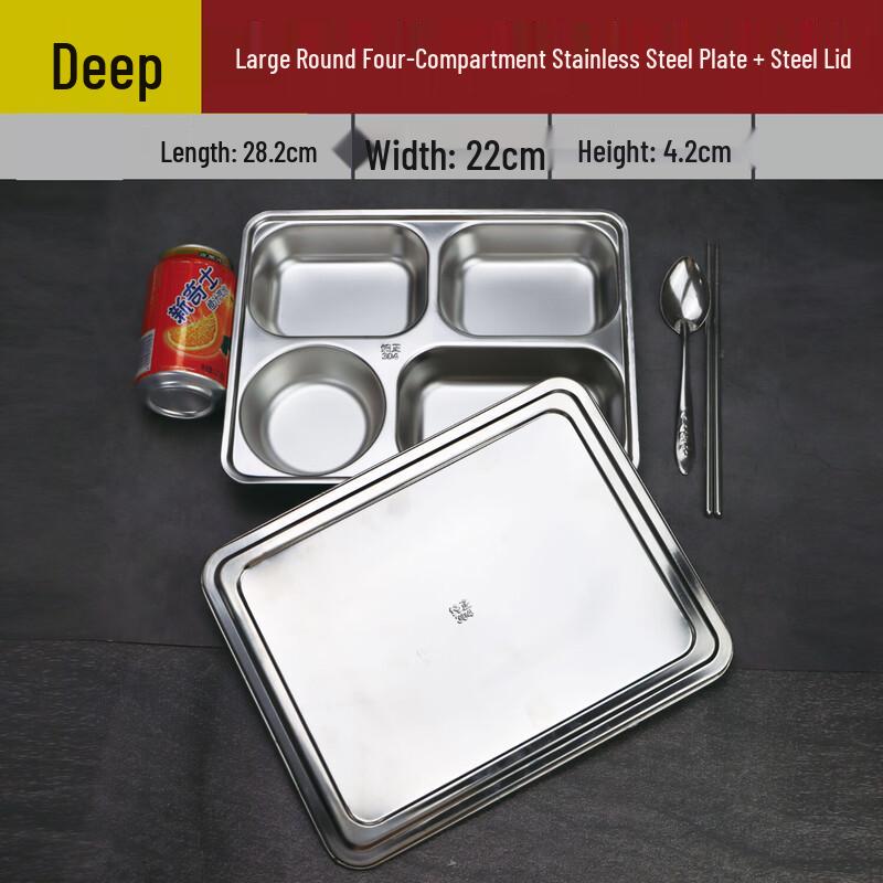 

2-Pack Stainless Steel Divided Meal Tray with Lid