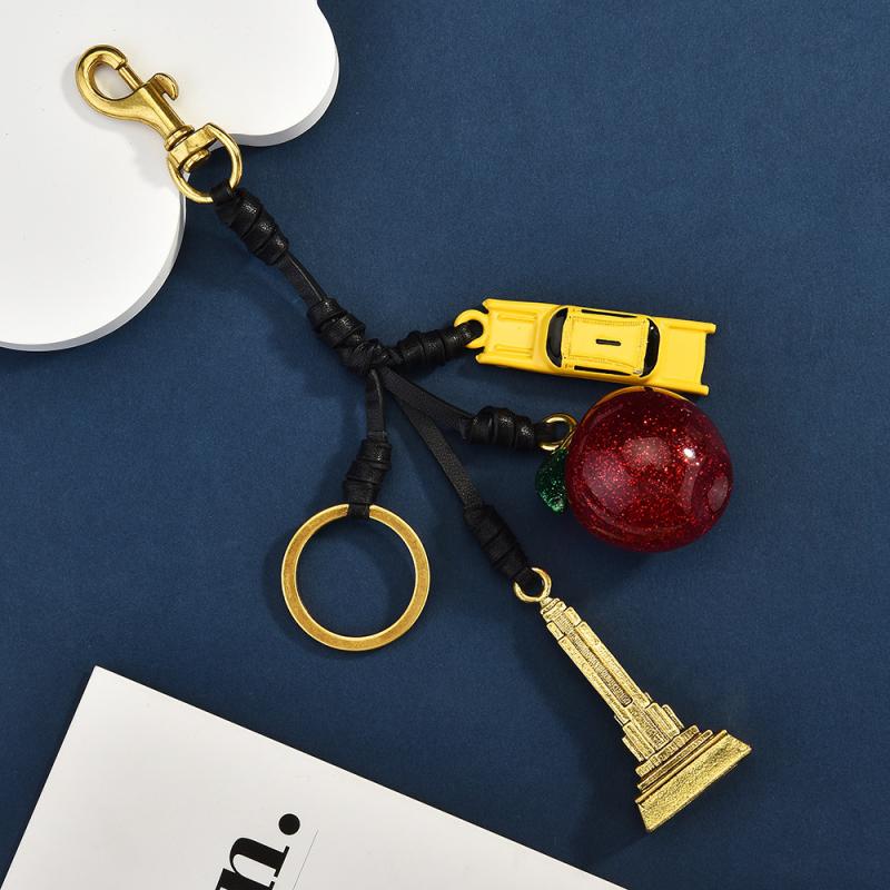 Fashionable Fruits Construction Tower Car Keychain For Women Girls High-End Backpack Decoration Exquisite Accessories Gifts
