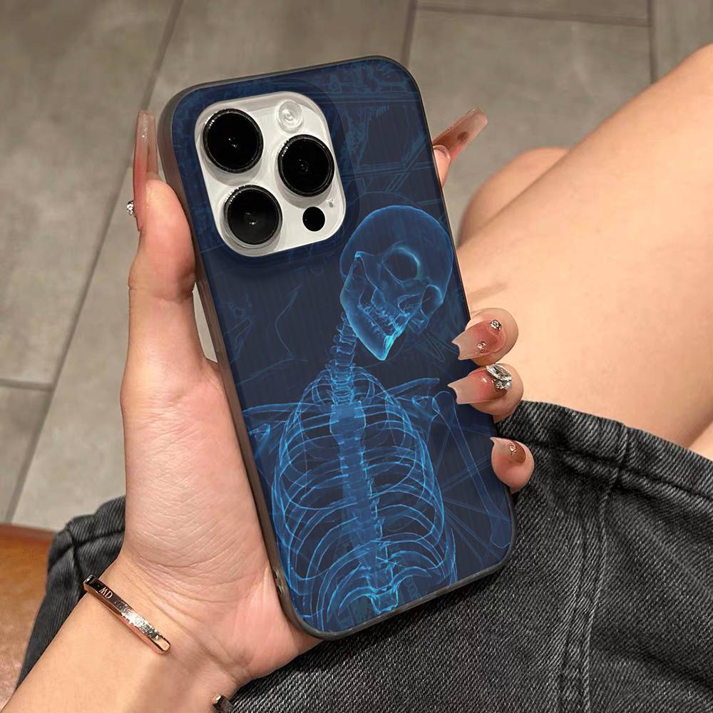 Radiological Human Organs Skeleton Phone Case For IPhone 17 16 15 11 12 13 14 Pro Max Soft Corrugated Silicone Cover Case