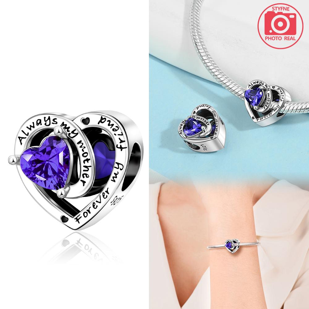 Copper Colors Heart Charms Month Birthstone Series Beads Fit Original Bracelet Diy Fine Jewelry Gift For Women