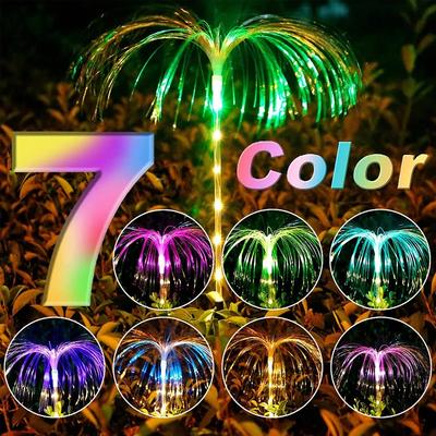 2026 New Solar Garden Lights Upgraded Jellyfish Stake Light 7 Color Changing Solar Outdoor Lights Yard Patio Pathway Valentine's Day Decoration