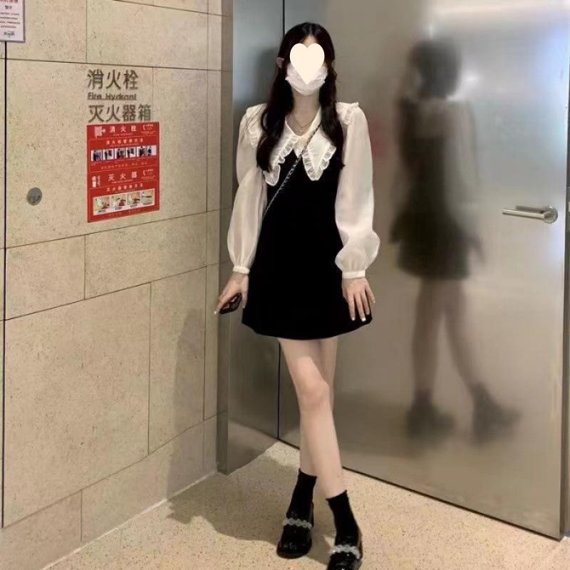 

Early autumn new girl s first love sweet high-end socialite Xiaoxiangfeng doll collar dress S