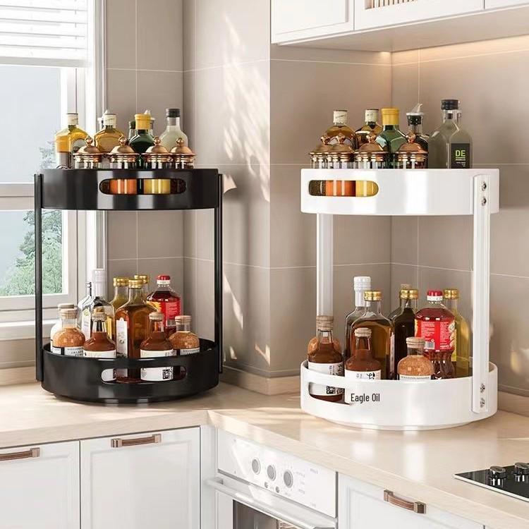 360° Rotating Spice Rack: Multifunctional Kitchen Condiment Storage Box
