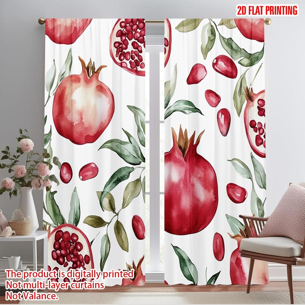 

2 шт., шторы с принтом 2D, узор Гранатовое блаженство , полиэстер, простая установка (без удилища) Идеи подарков для спальни, гостиной 52.50×116.00 CM 2pcs