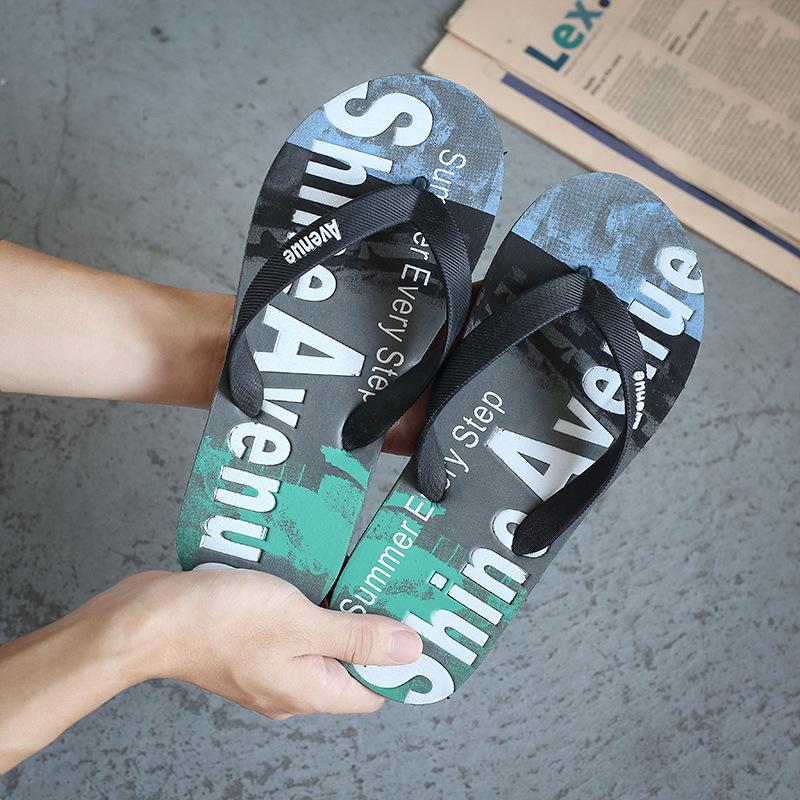 Trendy Black Korean Style Anti-Slip Flip-Flops for Men - Soft Sole Summer Outdoor Slippers