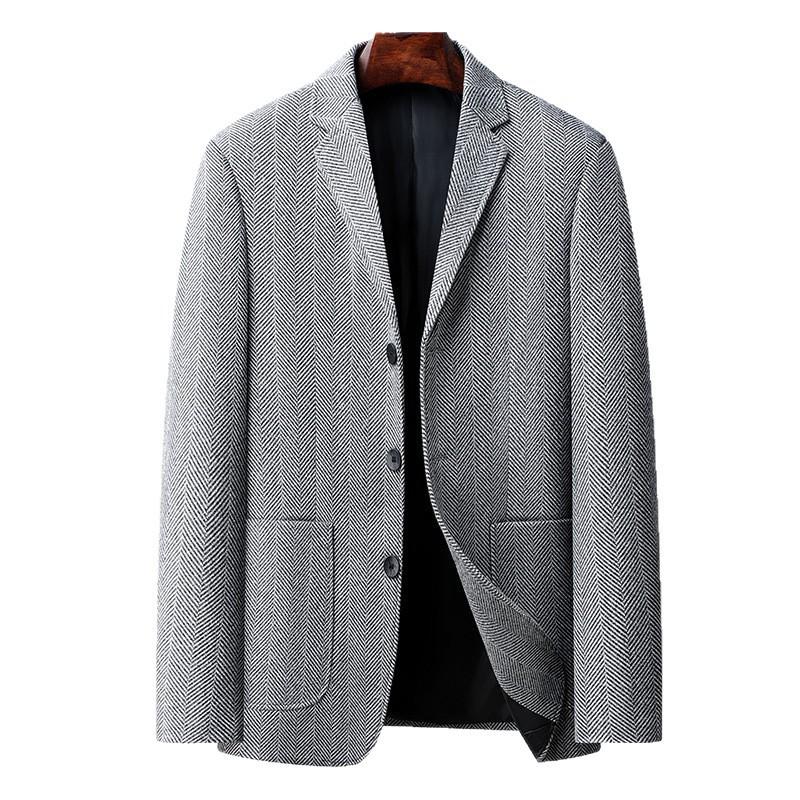 Mens Slim Fit Wool Blend Blazer Casual Suit Jacket Lightweight Business Outerwear