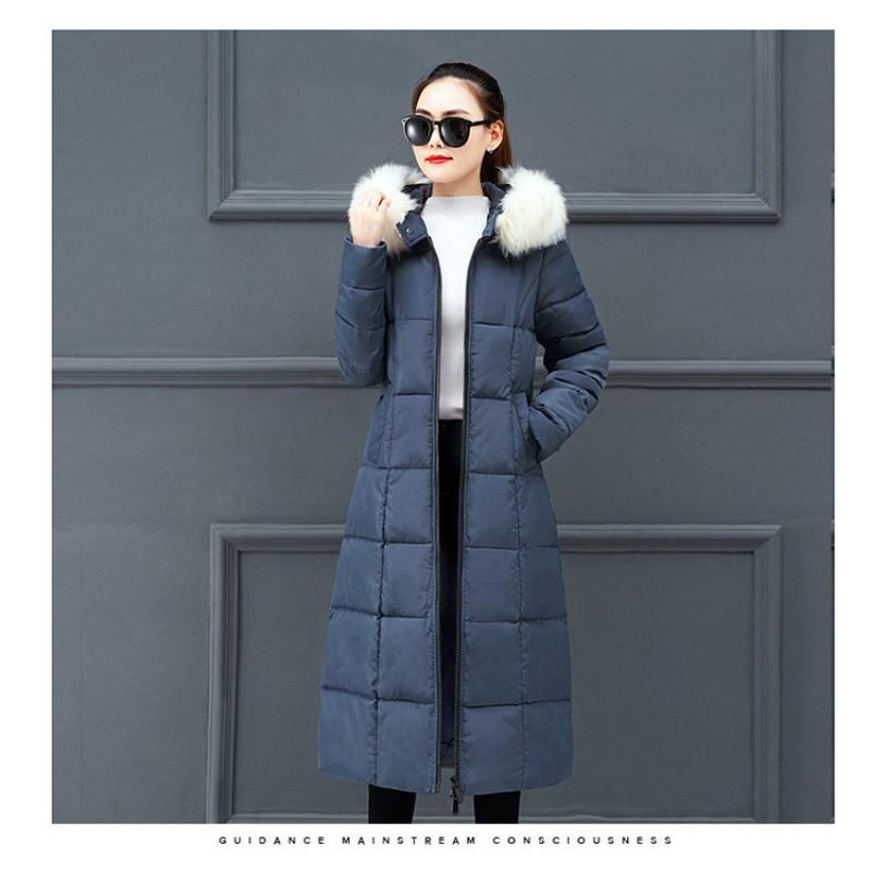 Womens Long Puffer Coat With Faux Fur Hood Winter Warm Plus Size Loose Fit