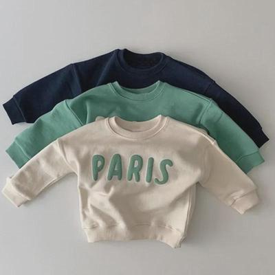 Korean Small To Medium Kids' Cotton Sweatshirt - Stylish Autumn/Winter Letter Pullover for Boys and Girls