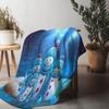 Tuniu Cute Penguin Fleece Blanket for Sofa Bed Room Throw Winter Autumn Gift