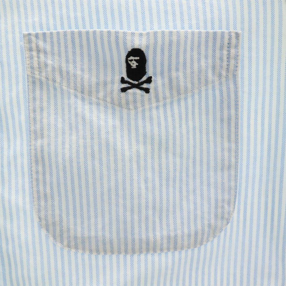 A Bathing Ape Stripete Langermet Knappedunskjorte S Blå Herre Brukt