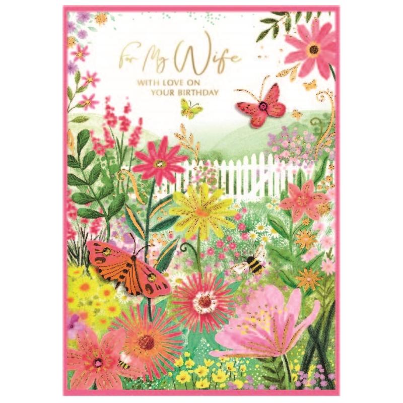 Simon Elvin for My Wife With Love Isabal Garden Greetings Card (Pack of 6)