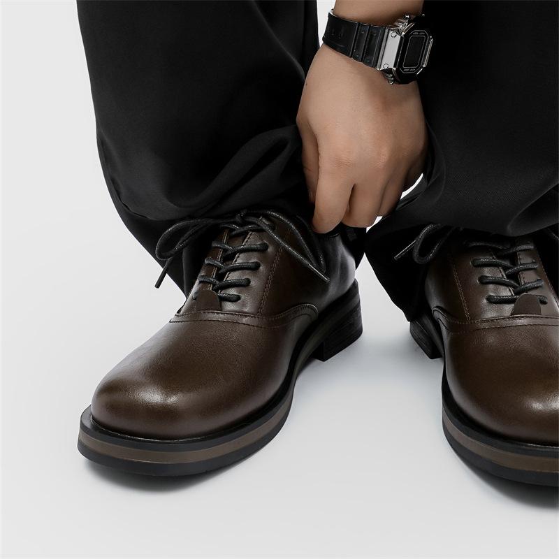 

2025 новые туфли дерби на платформе британские деловые туфли повседневные универсальные кожаные туфли цвета хаки 14643-K 38 хаки