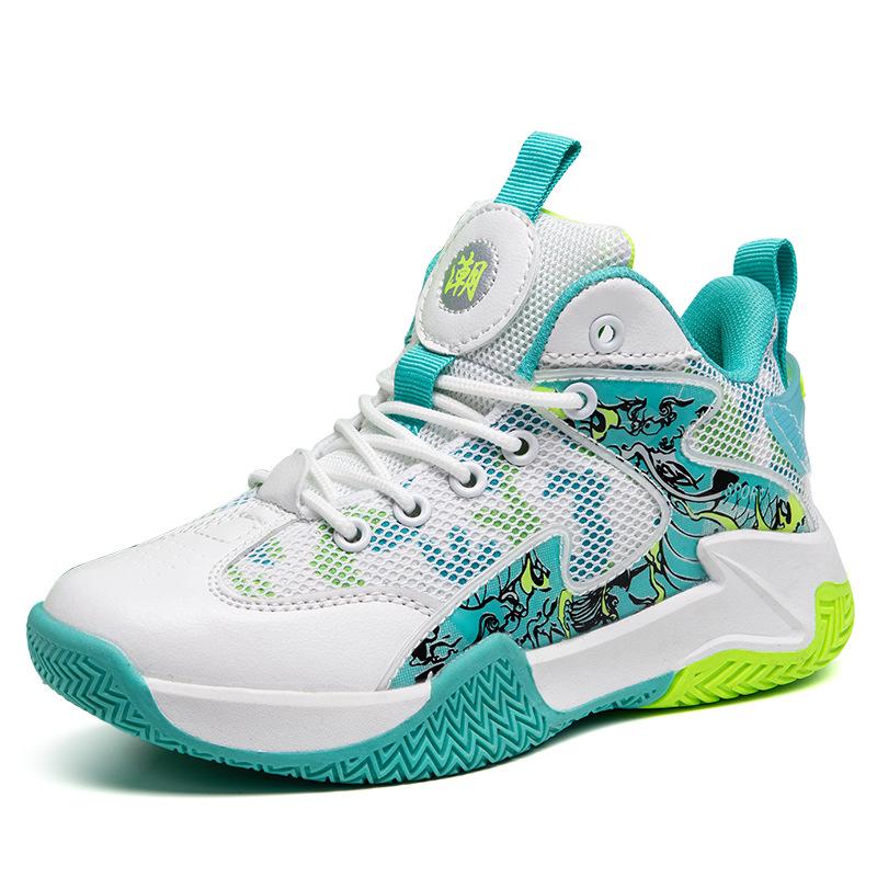 Trendy Fashion High-top Sports Shoes Boys Middle-aged and Older Children Basketball Shoes High-quality Students Breathable Casual Running Trendy Shoes