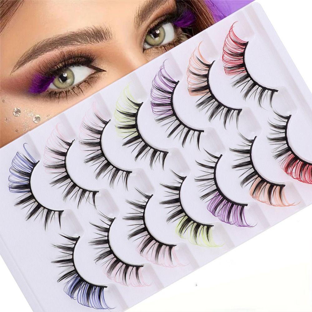 7 Pairs Colored False Eyelashes Eyelash Extension 3D Mink Lashes Cosplay