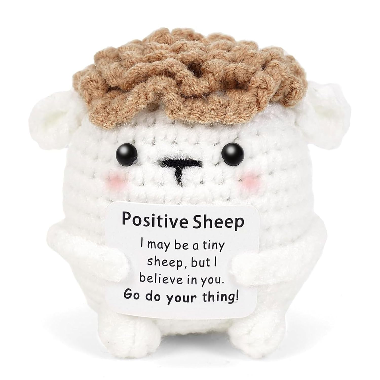 

New Positive Crochet Sheep Doll Cute Emotional Support Lamb Desktop Ornament Emotional Inspirational Support Gift for Women Men