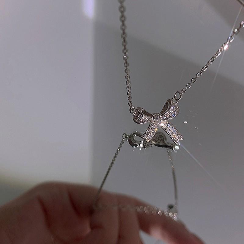 Sterling Sølv S925 Luksuriøst Sløyfe Halskjede - Minimalistisk Kragebenskjede Choker