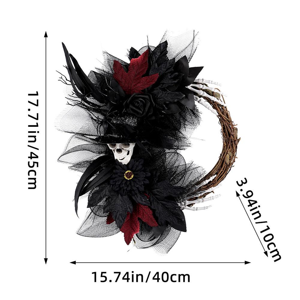 Home Skull Wreath Decoration With Skeleton Design Spookys Window Theme Decoration Prop For Holiday Porch Door Indoor Outdoor