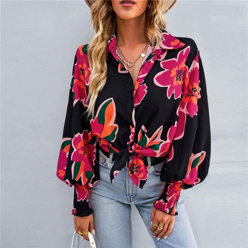 Spring and Autumn Women's New Fashion Printed Versatile Casual Long Sleeve Shirt