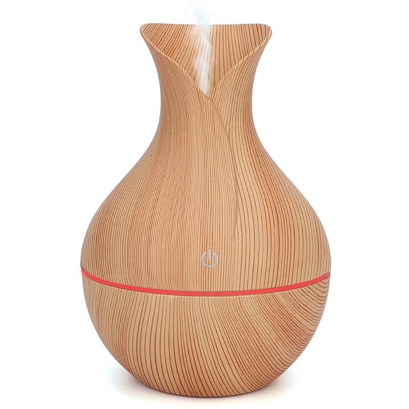 Essential Oil Diffuser, 130ml USB LED Ultrasonic Diffuser Essential Oil Diffuser Humidifier with 7 colors Portable Cool Mist Humidifier for Home Light Wooden Grain