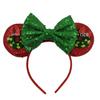 Mickey Mouse Gingerbread & Snowman Christmas Sequin Bow Headband