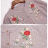 Women's Round Neck Embroidered Knit Cardigan Spring Autumn Rhinestone Loose-Fit Cardigan Sweater