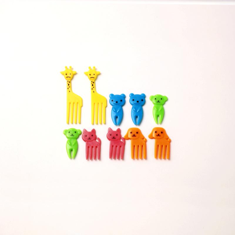 Kinderen Anime-Stijl Dier Vruchtenvork Prikkertjes Set - Giraffe Cartoon Ontwerp voor Bento en Snacks