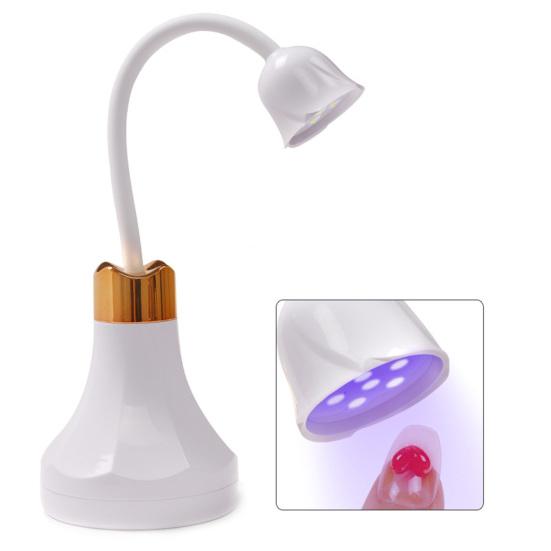 

1 Set Nail LED Lamp Dual Light Source 360-Degree Bendable Non-Glaring Rechargeable Cure Nail Gel Plastic Desktop Lamp UV Nail Gel