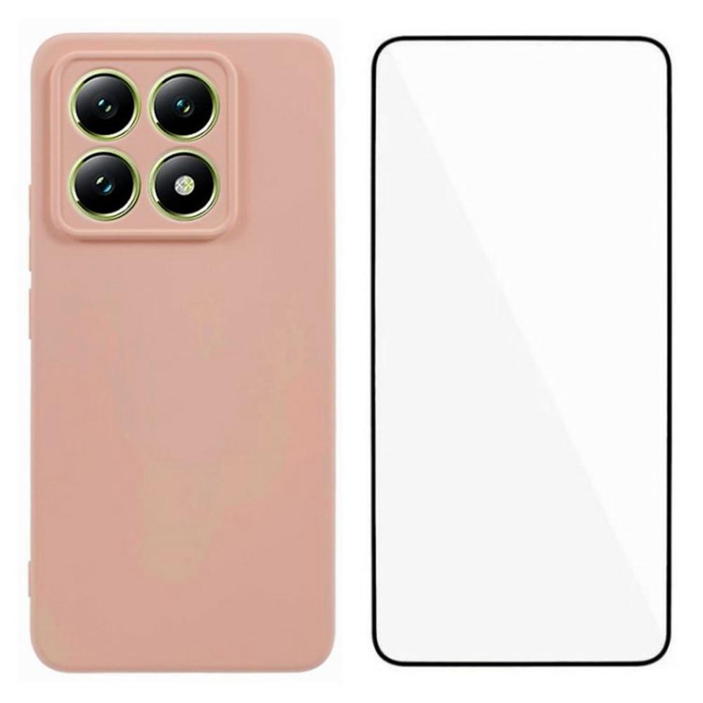 

WANLONFENG RB2 Series for Xiaomi 14T Pro Case Soft TPU Phone Cover with Screen Protector Pink