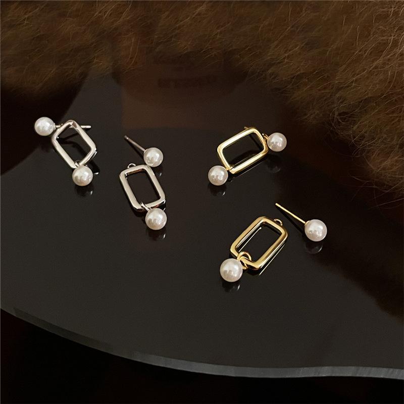 New Punk Zircon Imitation Pearl Drop Earring Korean Pin Shaped Dangle Earrings For Women Classic Charm Jewelry Gifts