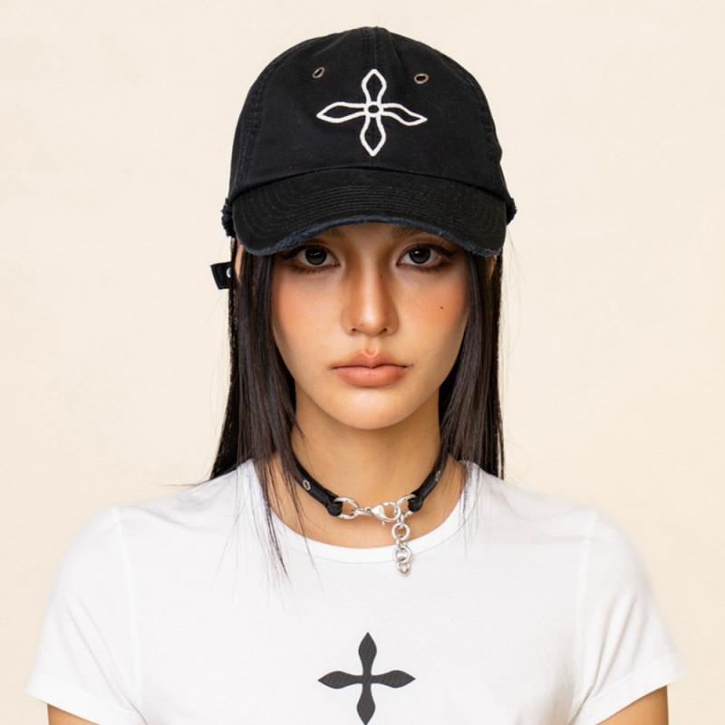 Cotton Baseball Cap With Embroidered Clover Pattern Adjustable Sun Protection Casual For Spring Autumn