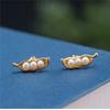 925 Sterling copper Pea Earrings Fashion Chinese Style Natural Zircon 3mm Women Gifts Simple Simple Delicate Zircon Wholesales