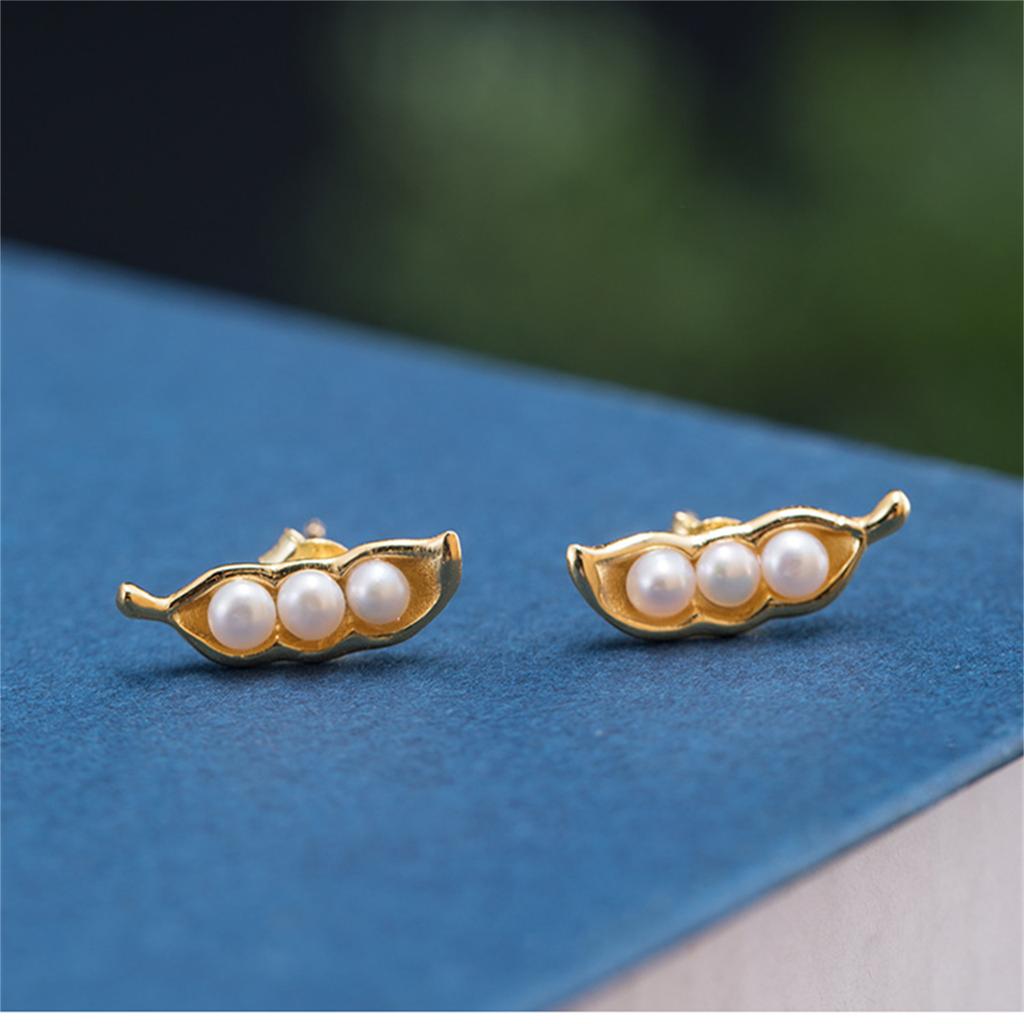 925 Sterling copper Pea Earrings Fashion Chinese Style Natural Zircon 3mm Women Gifts Simple Simple Delicate Zircon Wholesales