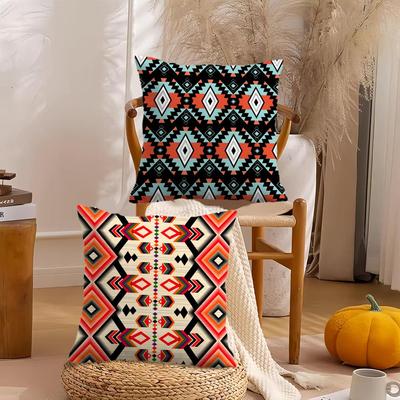 Native Fabric Pattern Cushion Cover Soft Plush Throw Pillow Cover | Double-Sided Cushion Case | Sofa Bedroom Home Decor