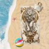 Exquisite Lion-Print Large Quick-Drying Beach Towel, Polyester Sand Sun Protection for Surfing Yoga