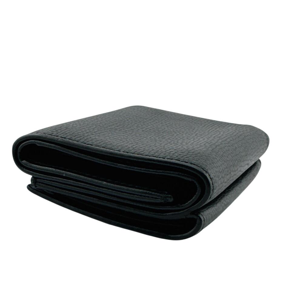 Loewe Cartera compacta anagrama cuero 6 compartimentos para tarjetas Plegable en tres partes cuero negro Usado