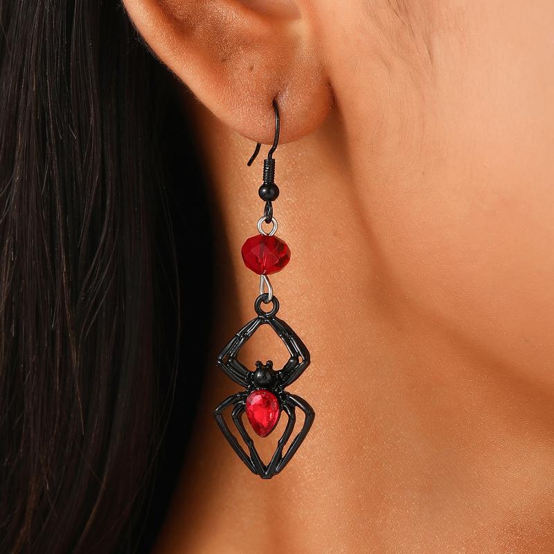Gothic Vampire Bat Earrings For Women Vintage Red Water Drop Pendant Earring Halloween Pagan Witch Ear Jewelry Gift