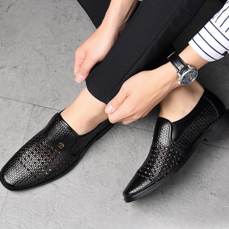 Summer Men's Loafers Breathable Mens Leather Shoes Soft Soles Male Casual Shoes Slip-on Oxford Shoes Business