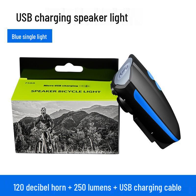 USB Rechargeable Bicycle Horn & Headlight - Waterproof Multi-Function Bike Light for Night Riding