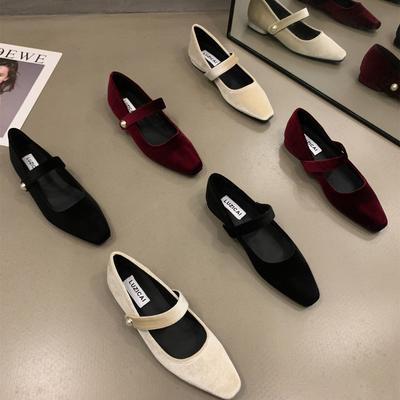 French Retro with Skirt Suede Mary Jane Women's Shoes 2025 Autumn New Late Evening Breeze Gentle Low-heeled Single Shoes