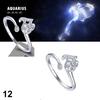 Men Women Silver Plated Constellations Adjustable Opening Ring Birthday Gift