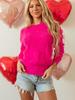 2025 Autumn Heart Print Women's Casual Pullover Sweater - European & American Style, Round Neck, Long Sleeve, Warm Wear