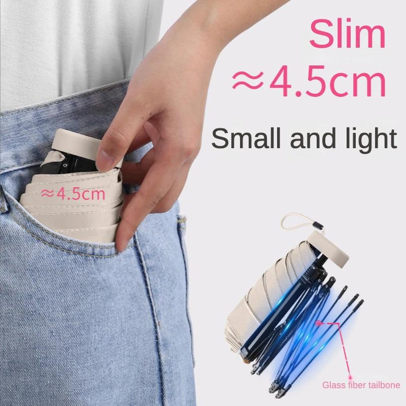 Mini-Sonnenschirm, faltbar, für Damen, Sonnenschutz und UV-Schutz, kleiner tragbarer Taschenschirm für Regen und Sonne