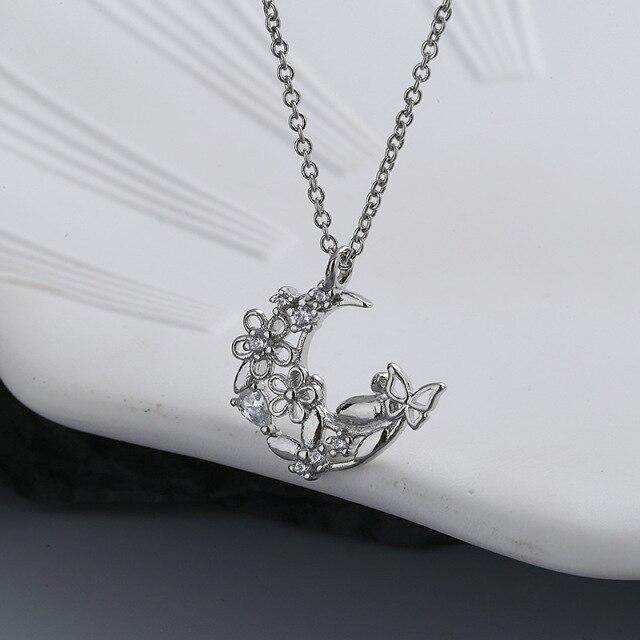Mihan Zircon Butterfly Pendant Necklace Light Luxury Crystal Sweet Korean Temperament Chain Necklace For  Women Jewelry Gifts